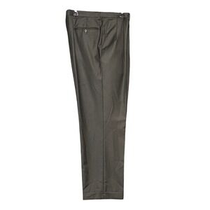 Santorelli Mens 34x30 Como 2 Luxury Serge Wool Pleated Cuffed‎ Dress Pants Brown